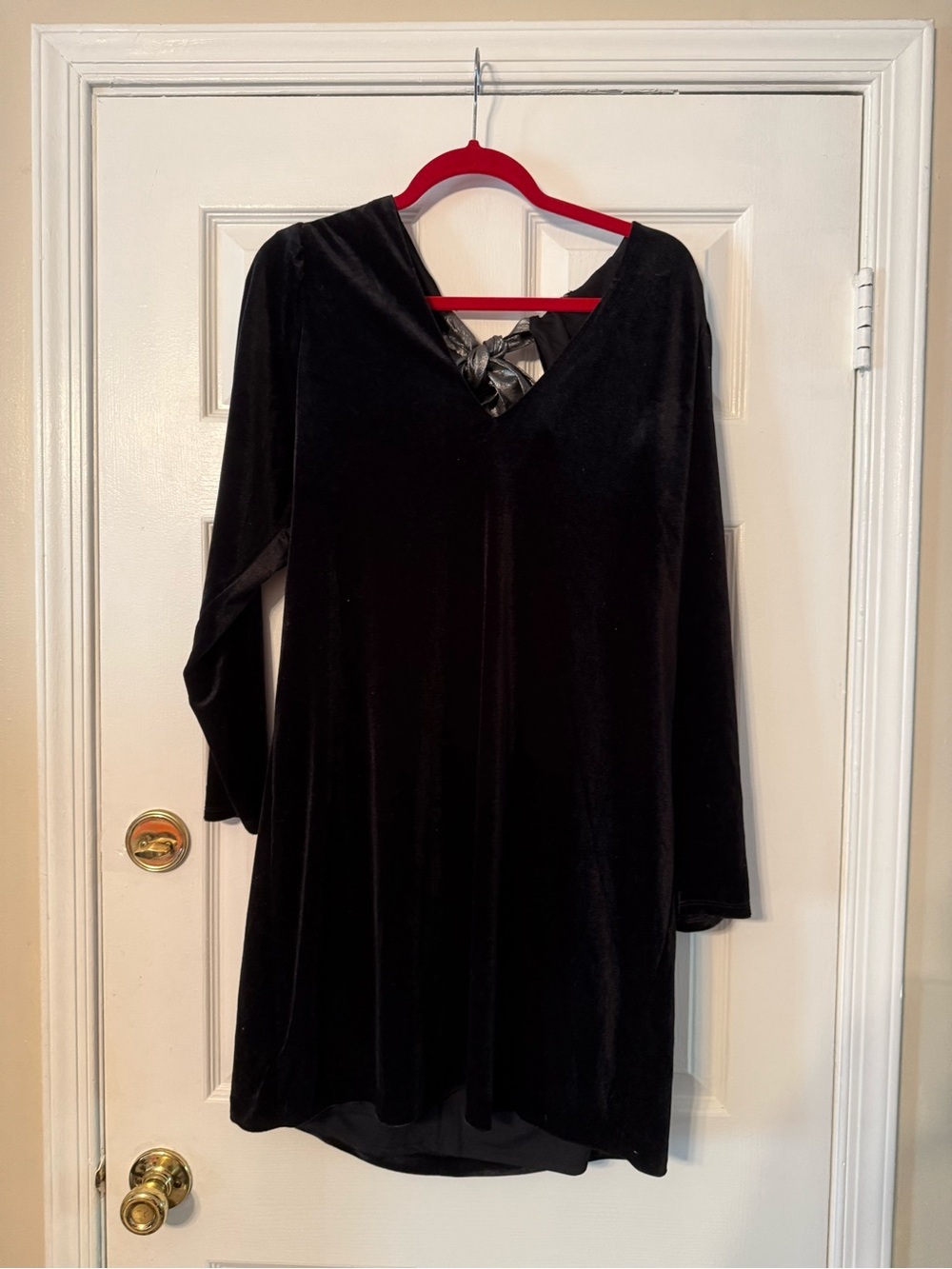 Express Black Long Sleeve Velvet Dress